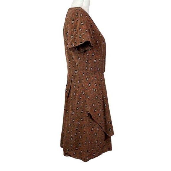 Slate & Willow Silk Rust Leopard Print Mini Dress Tiered Layers Women's Size 10 - Picture 5 of 13